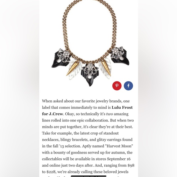 RARE Lulu Frost for J Crew Harvest Moon statement necklace rhinestone - Picture 7 of 11